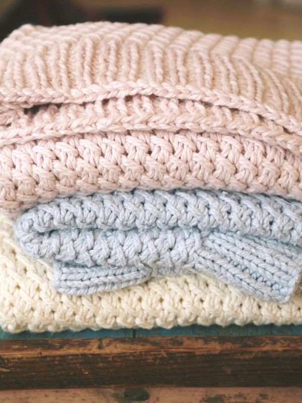Blue Sky Fibers - Knit kit | Mac & Me Lattice Baby Blanket (Organic Cotton Worsted)