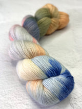 Artyarns Cashmere 5 yarn in Hudson Valley and Painters colorways, showcasing soft, luxurious cashmere fibers for knitting or crochet projects.