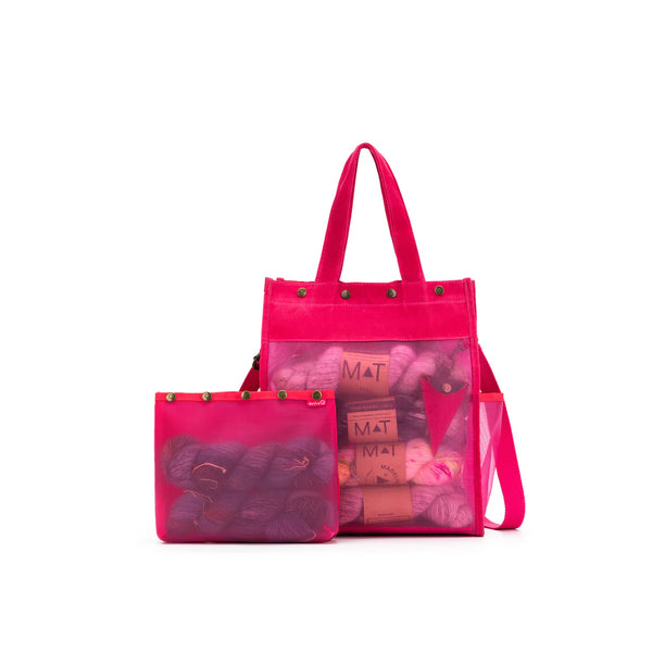 Della Q | Makers Collection | Tall Mesh Tote in Vivid Rose