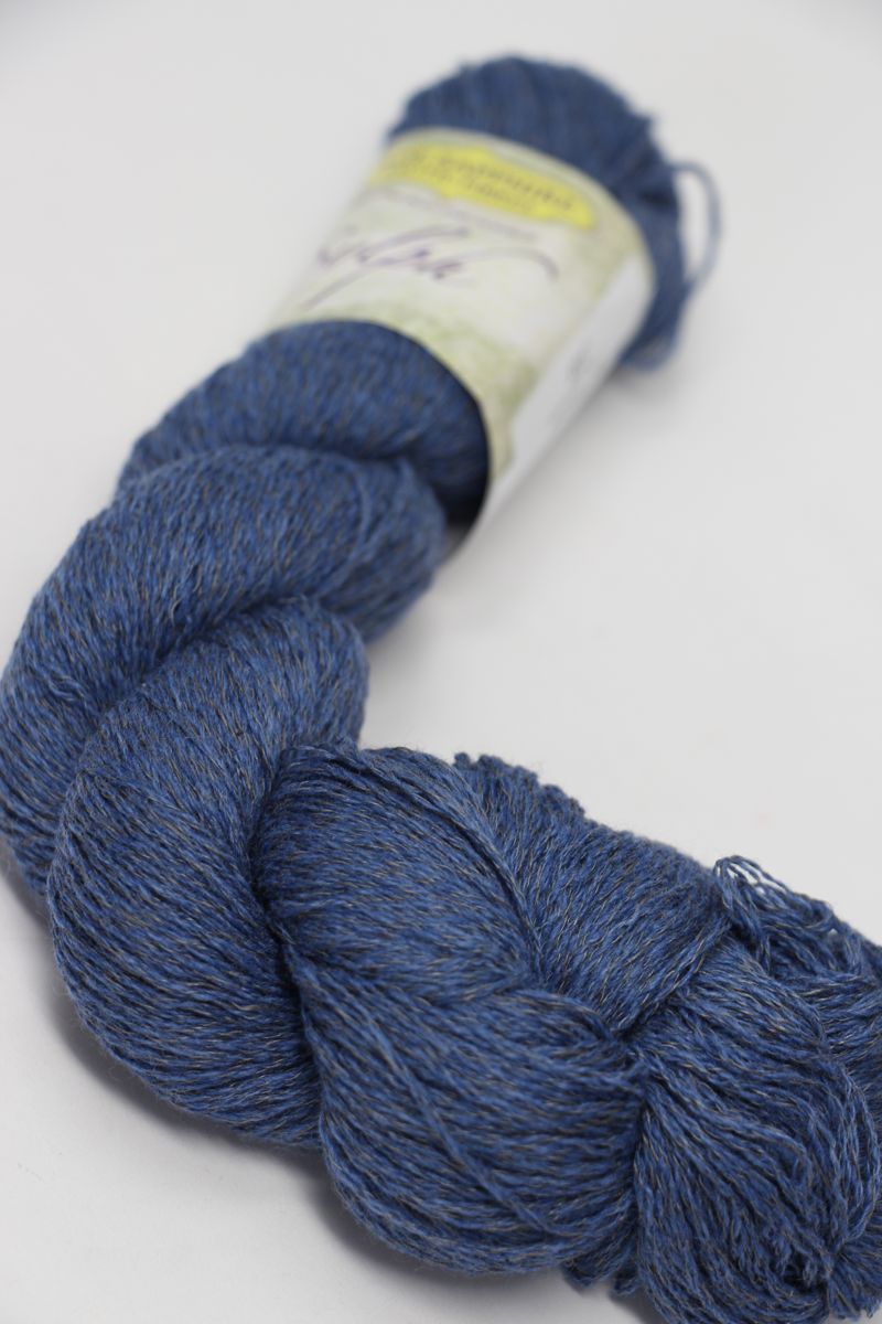 Jade Sapphire Sylph linen and cashmere yarn in jetstream color, showcasing soft, luxurious fibers for knitting or crochet projects.
