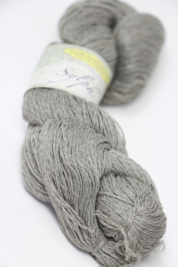 Jade Sapphire Sylph linen and cashmere yarn in natural shades, showcasing soft, luxurious fibers for knitting or crochet projects.