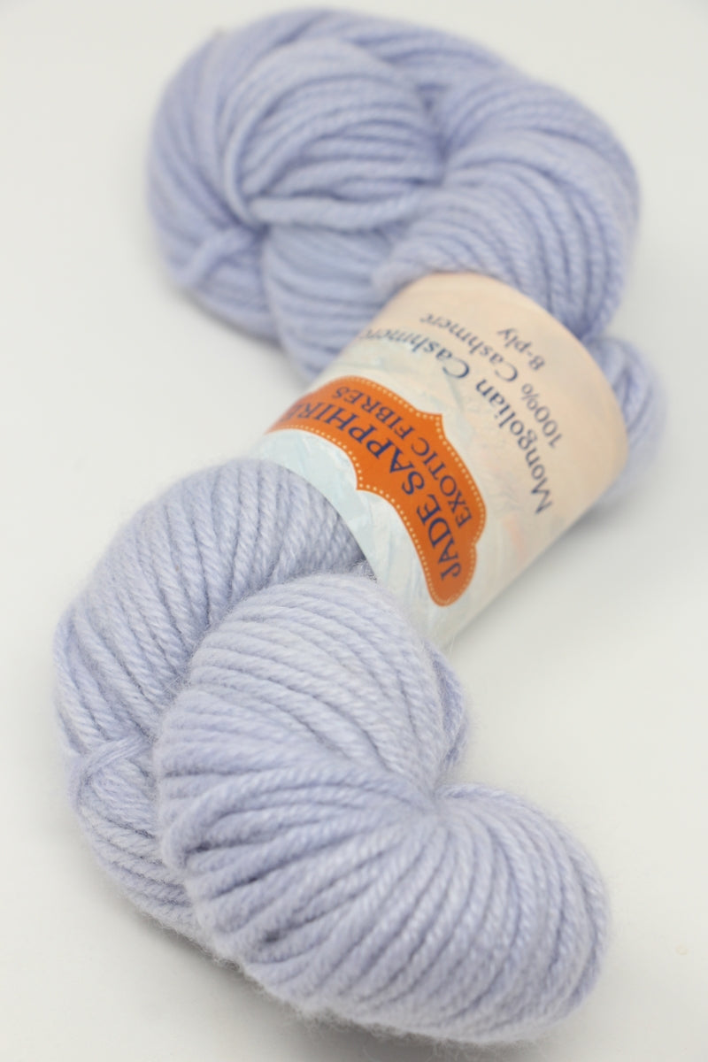 Lavender and ice-colored Jade Sapphire 8 Ply Cashmere Yarn, soft and luxurious for knitting or crafting.