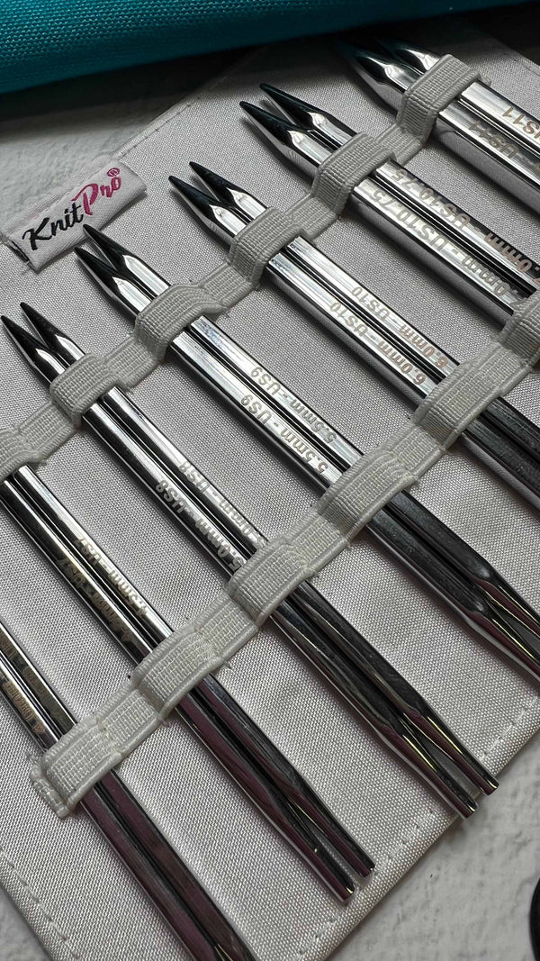 Close-up of Knitters Pride KnitPro Nova Cubics 5-inch interchangeable knitting needles set with a sleek, ergonomic design.