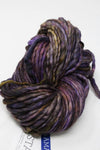 Malabrigo Rasta merino wool yarn in Amatista color, showing vibrant purple and blue hues, thick and soft texture.