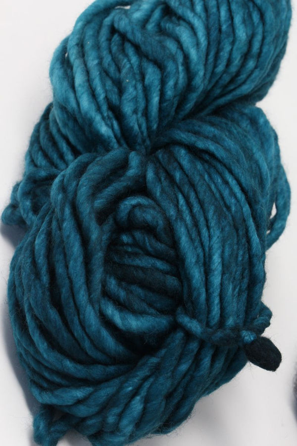 Malabrigo Rasta teal feather merino wool yarn skein with vibrant color variations and soft texture.