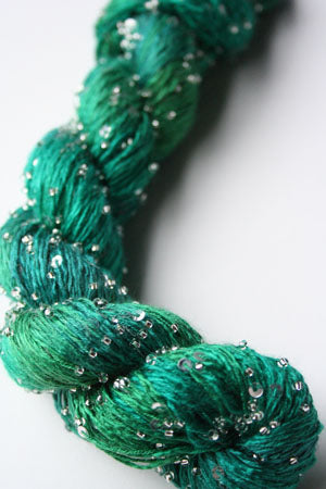 Beaded silk and sequins yarn from Artyarns' Beaded Silk & Sequins Light (H Series) with shimmering beads and delicate sequins.
