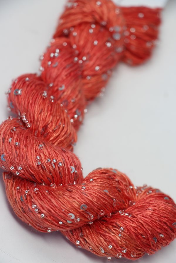 Beaded silk and sequin yarn from Artyarns Beaded Silk & Sequins Light H Series, featuring shimmering beads and delicate silk fibers.