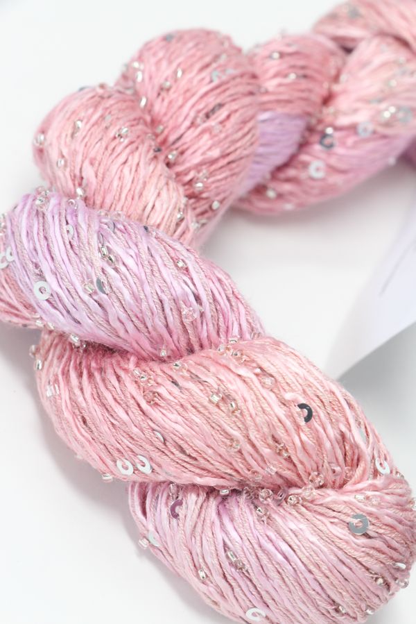 Beaded silk and sequins yarn by Artyarns from the Beaded Silk & Sequins Light series, showcasing shimmering beaded texture.