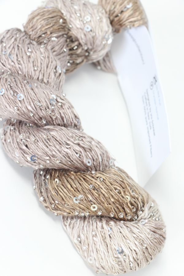 Beaded silk and sequin yarn by Artyarns from the Beaded Silk & Sequins Light series, featuring shimmering beads and intricate textures.