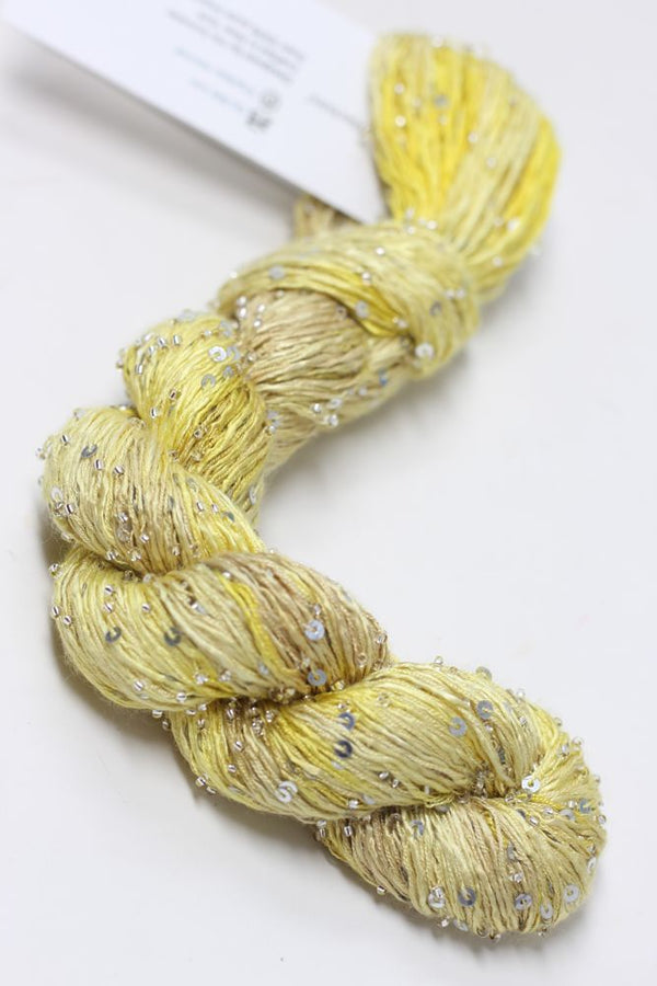 Artyarns Beaded Silk & Sequins Light (H Series) beaded yarn with shimmering sequins and silk fibers, displayed close-up.