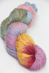 Soft cashmere yarn in Artyarns Ensemble Light F Series colors, showcasing a multicolored skein of luxurious knitting yarn.