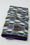 Della Q double interchangeable needle case, stylish fabric storage with multiple compartments for sewing needles.