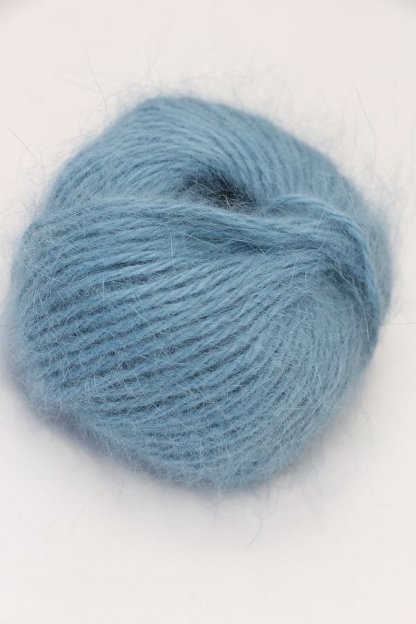 Blue Belangor French Angora yarn by Galler Yarn, showcasing soft, luxurious angora fibers in a vibrant marine color.