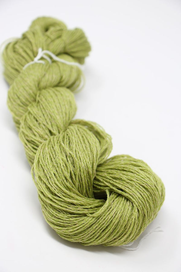 Jade Sapphire Sylph Linen & Cashmere Yarn in seagrass green, soft mixed fiber yarn for knitting or weaving projects.
