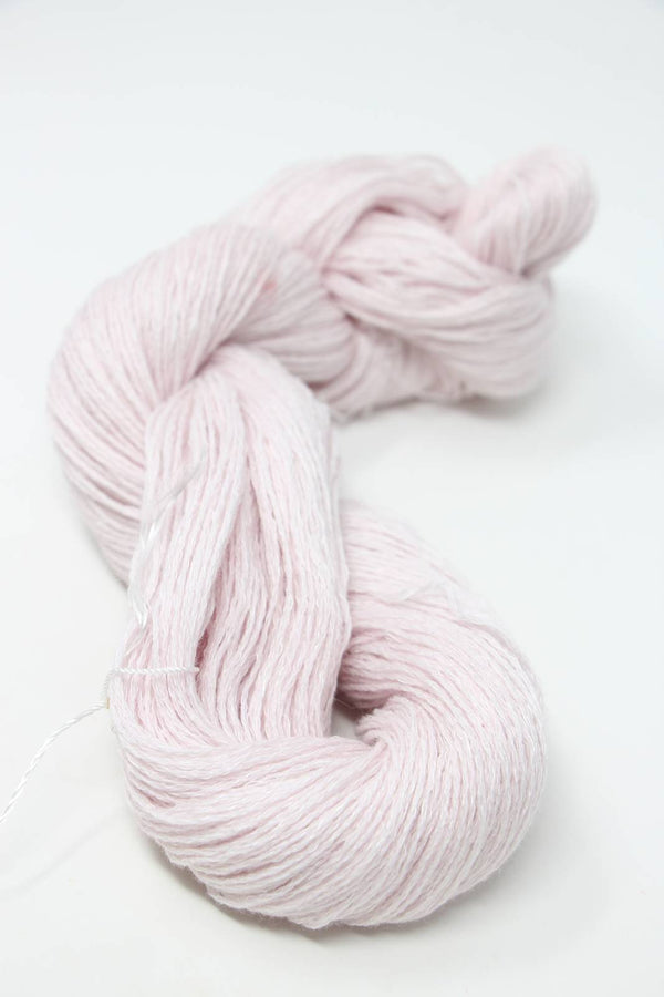 Jade Sapphire Sylph linen and cashmere yarn in cherry blossom pink, showcasing soft, luxurious fibers for knitting or crochet projects.