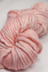 Malabrigo Rasta Merino Wool Yarn in Almond Blossom color, showing thick, soft, hand-dyed yarn for knitting or crochet projects.
