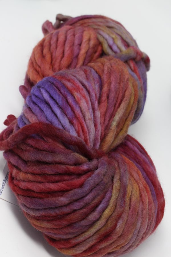 Malabrigo Rasta merino wool yarn in Archangel color, showing thick, soft, and vibrant hand-dyeing texture.