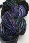 Malabrigo Rasta Merino Wool Yarn in Zarzamora color, showing thick, soft yarn with vibrant purple hue and textured appearance.