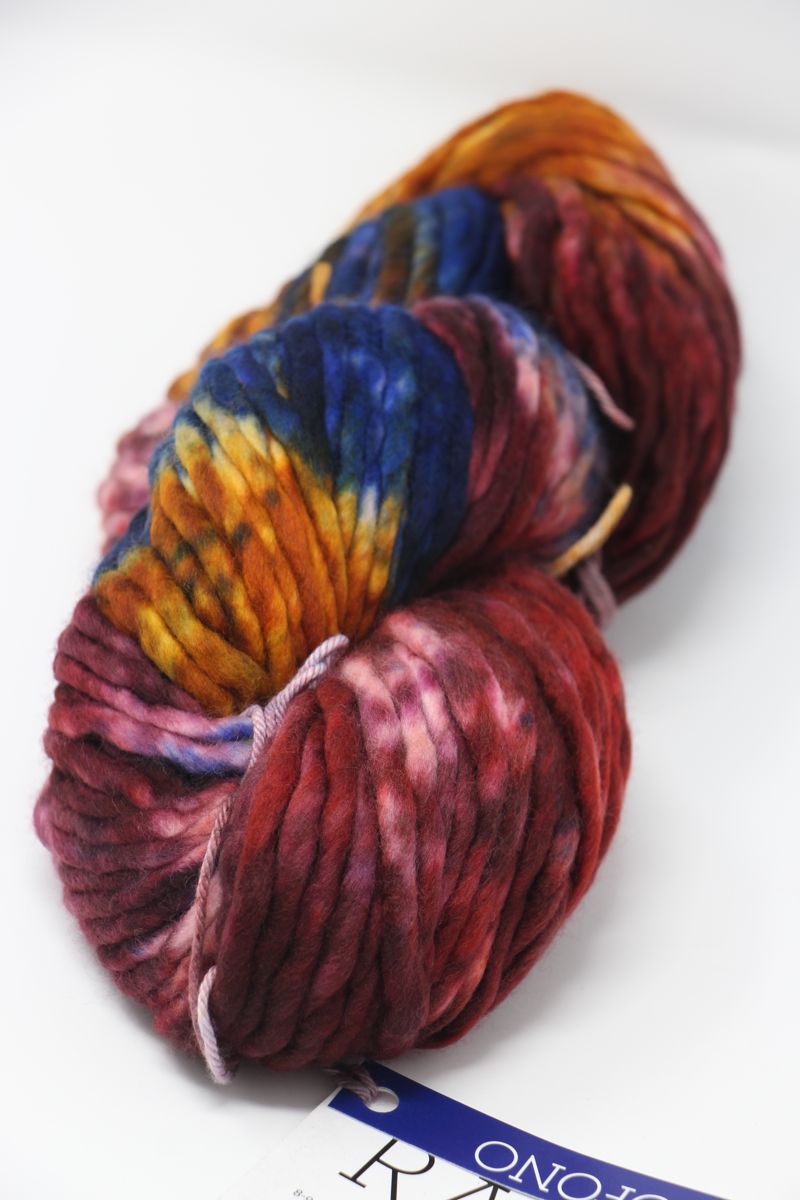 Malabrigo Rasta merino wool yarn in Xilofono color, showcasing thick, soft, hand-dyed yarn for knitting and crochet projects.