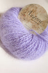 Plymouth Angora Yarn in lilac color, showcasing soft, fluffy knitting yarn with a close-up of the textured fiber.