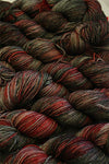 Fingering weight yarn from Zen Yarn Garden's Serenity 20 collection in vibrant Cayenne Pepper color.