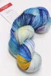 Fingering weight yarn Zen Yarn Garden Serenity 20 in crocus color, showcasing soft, vibrant fiber for knitting or crochet projects.