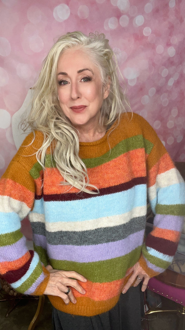 Snuggle Stripe Sweater - Orange
