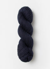 Blue Sky Fibers Sweater Worsted Superwash knitting yarn in soft wool and cotton blend, shown in natural blue color.