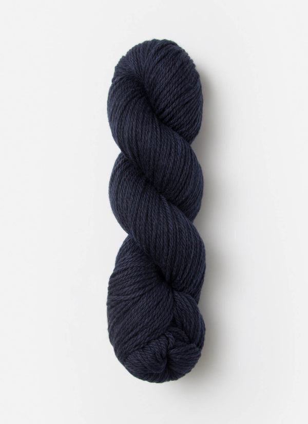 Blue Sky Fibers Sweater Worsted Superwash knitting yarn in soft wool and cotton blend, shown in natural blue color.