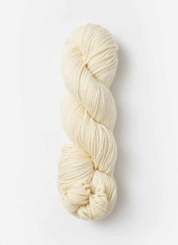 Blue Sky Fibers Sweater Worsted Superwash knitting yarn in soft wool and cotton blend, displayed in a skein.