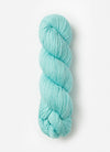 Blue Sky Fibers Sweater Worsted Superwash knitting yarn in blue, showing soft wool and cotton blend fibers for cozy projects.
