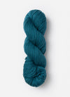 Blue Sky Fibers Sweater Worsted Superwash knitting yarn in soft blue, featuring a close-up of the wool and cotton blend fibers.