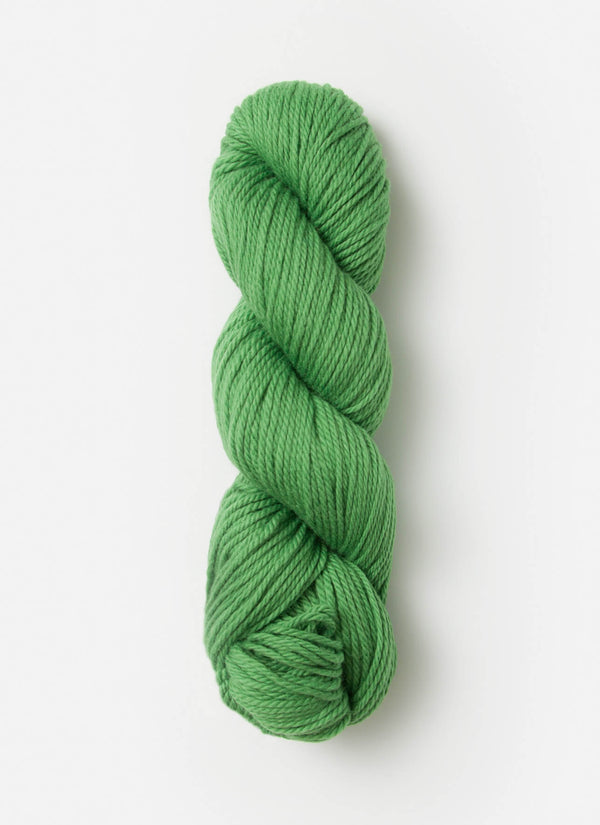 Blue Sky Fibers Sweater Worsted Superwash knitting yarn in blue, soft wool and cotton blend, ideal for cozy sweaters and knitting projects.