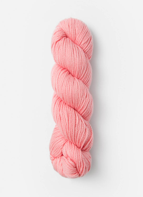 Blue Sky Fibers Sweater Worsted Superwash knitting yarn in soft blue color, showcasing smooth wool and cotton blend fibers.