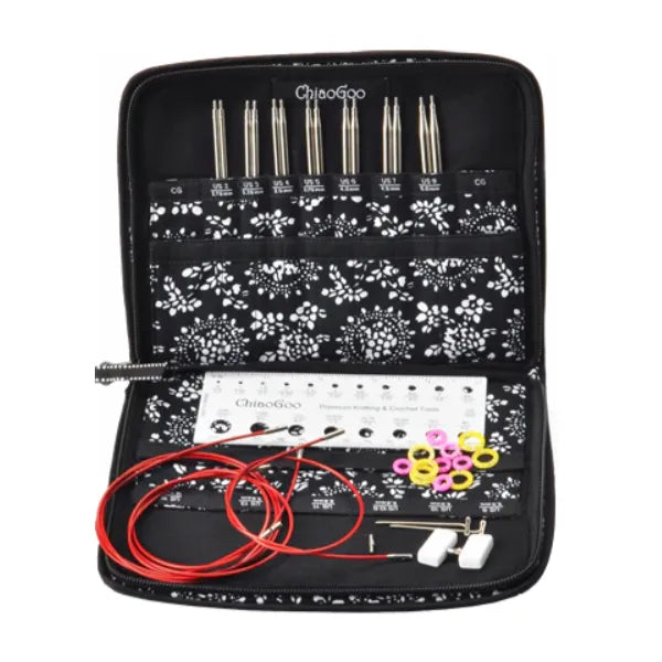 ChiaoGoo | Interchangeable Needle Set | 4 Inch Twist Red Lace Complete Set (US2-15)
