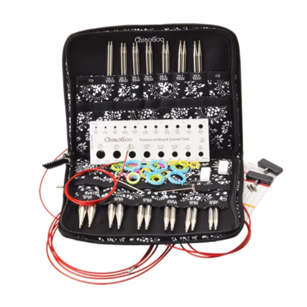 ChiaoGoo Interchangeable Needle Set | 5 inch Twist Red Lace Complete Set (13 tips: US2-15)