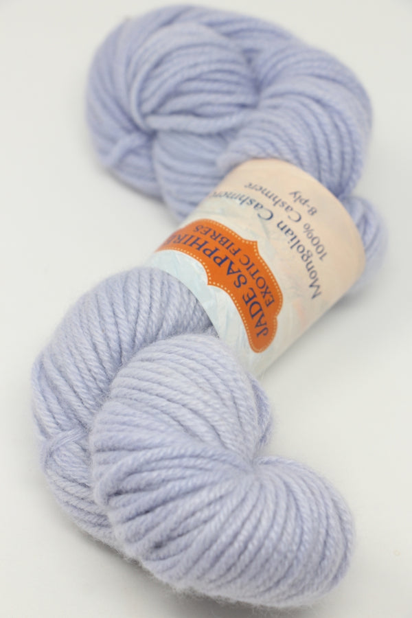 Lavender and ice-colored Jade Sapphire 8 Ply Cashmere Yarn, soft and luxurious for knitting or crafting.