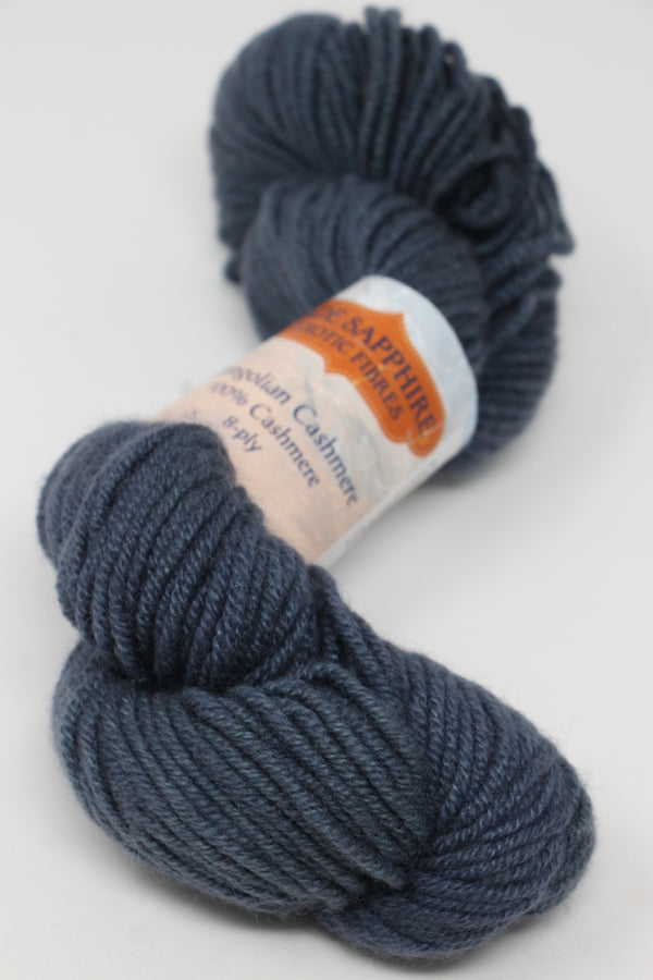 Blue Jade Sapphire 8 ply cashmere yarn ball, soft and luxurious cashmere fiber from Jade Sapphire Cashmere.