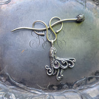Filigree Octopus Charm Lock Shawl Pin