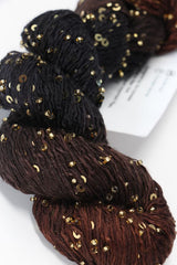 Beaded silk and sequins yarn from Artyarns' Beaded Silk & Sequins Light H Series, featuring shimmering beads and elegant texture.