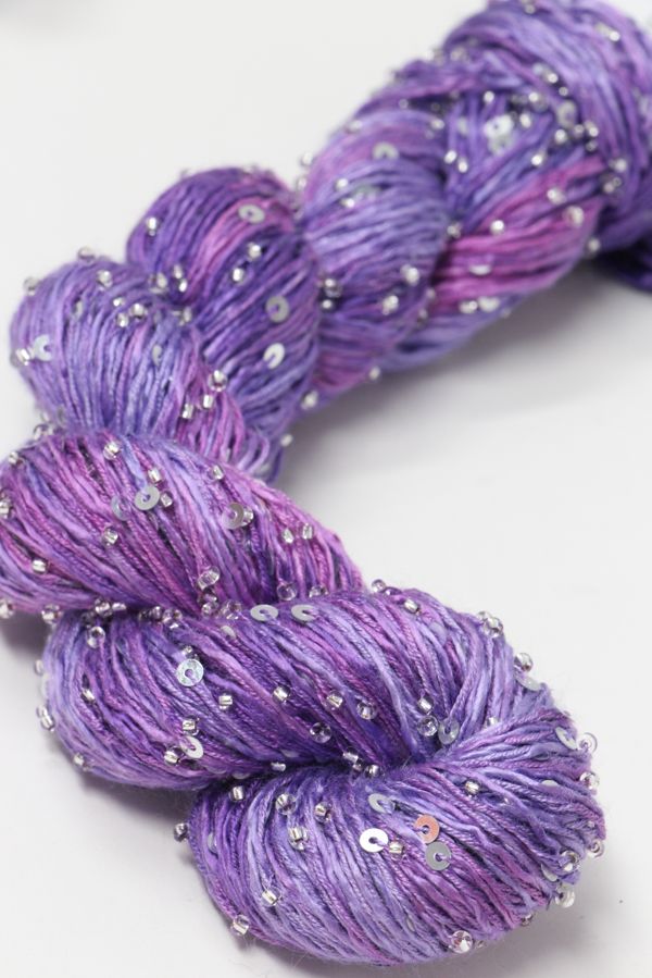 Beaded silk and sequined yarn from Artyarns' Beaded Silk & Sequins Light (H Series) with shimmering beads and elegant texture.