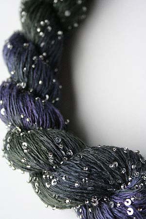 Beaded silk and sequins yarn from Artyarns' Beaded Silk & Sequins Light H Series, featuring shimmering beads and fine silk fibers.