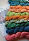 Artyarns Silk Mohair Blanket Kit with blue yarns and knitting supplies for cozy handmade blanket creation.