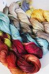 Close-up of Artyarns Silk Essence Lace silk yarn with a shiny, delicate, and soft texture suitable for elegant knitting or crochet projects.