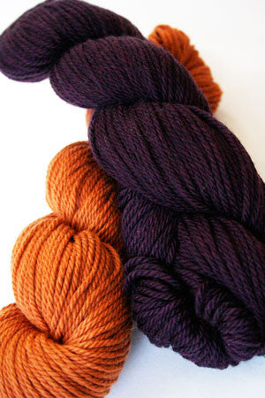 Blue Sky Fibers Sweater Worsted Superwash knitting yarn in soft wool and cotton blend, shown in a skein with vibrant blue color.