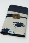 Della Q interchangeable needle case with sheep pattern, designed for storing knitting needles, in a compact, stylish fabric case.
