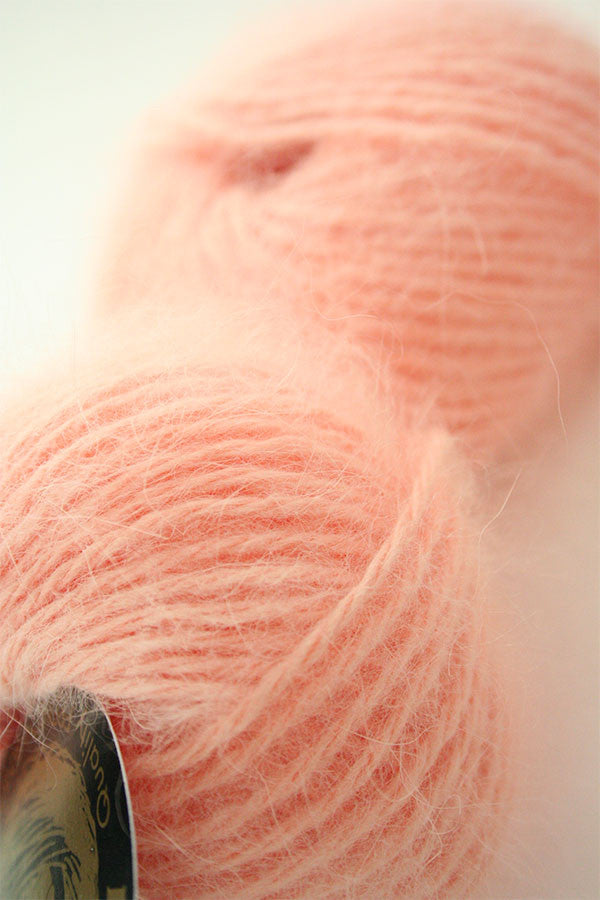 Galler Yarn Belangor French Angora yarn ball in soft nectar color, showcasing fluffy, luxurious angora fibers.