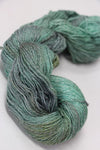Jade Sapphire Sylph linen and cashmere yarn in sea glass color, showing soft, textured fibers for knitting or crochet projects.