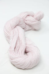 Jade Sapphire Sylph linen and cashmere yarn in cherry blossom pink, showcasing soft, luxurious fibers for knitting or crochet projects.
