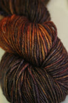 Madelinetosh Tosh DK yarn in Firewood color, soft wool yarn for knitting and crochet projects, displayed in a close-up shot.